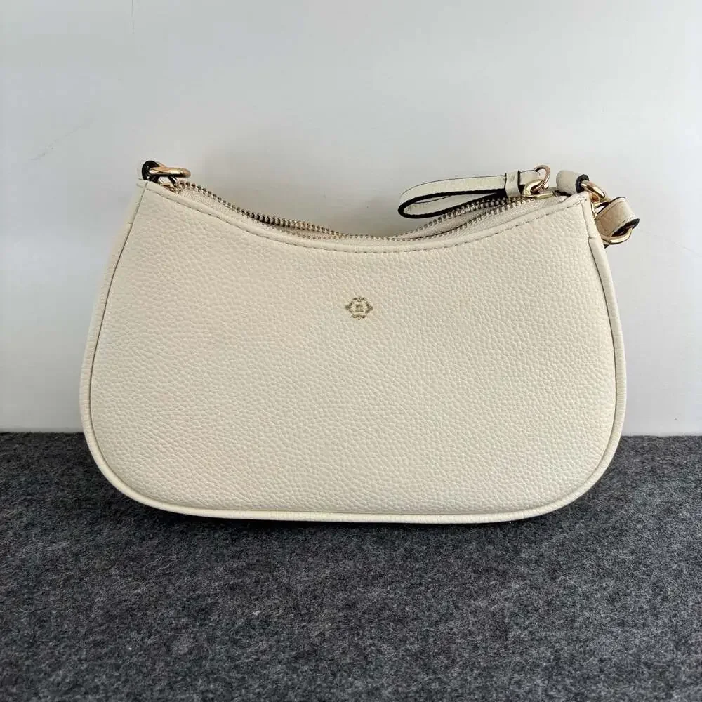 Nanette Lepore Cream Pebble Leather Hobo Shoulder Bag
